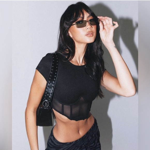 Princess Polly Tops - Princess Polly Not Your Baby Corset Top in Black